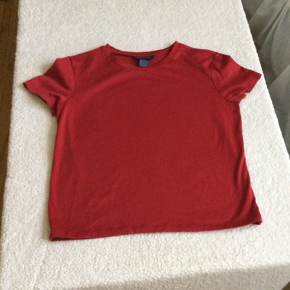 Vintage The Limited Short Sleeves Crew Neck Top Red w/ Sheen - Sz Small - Picture 2 of 11